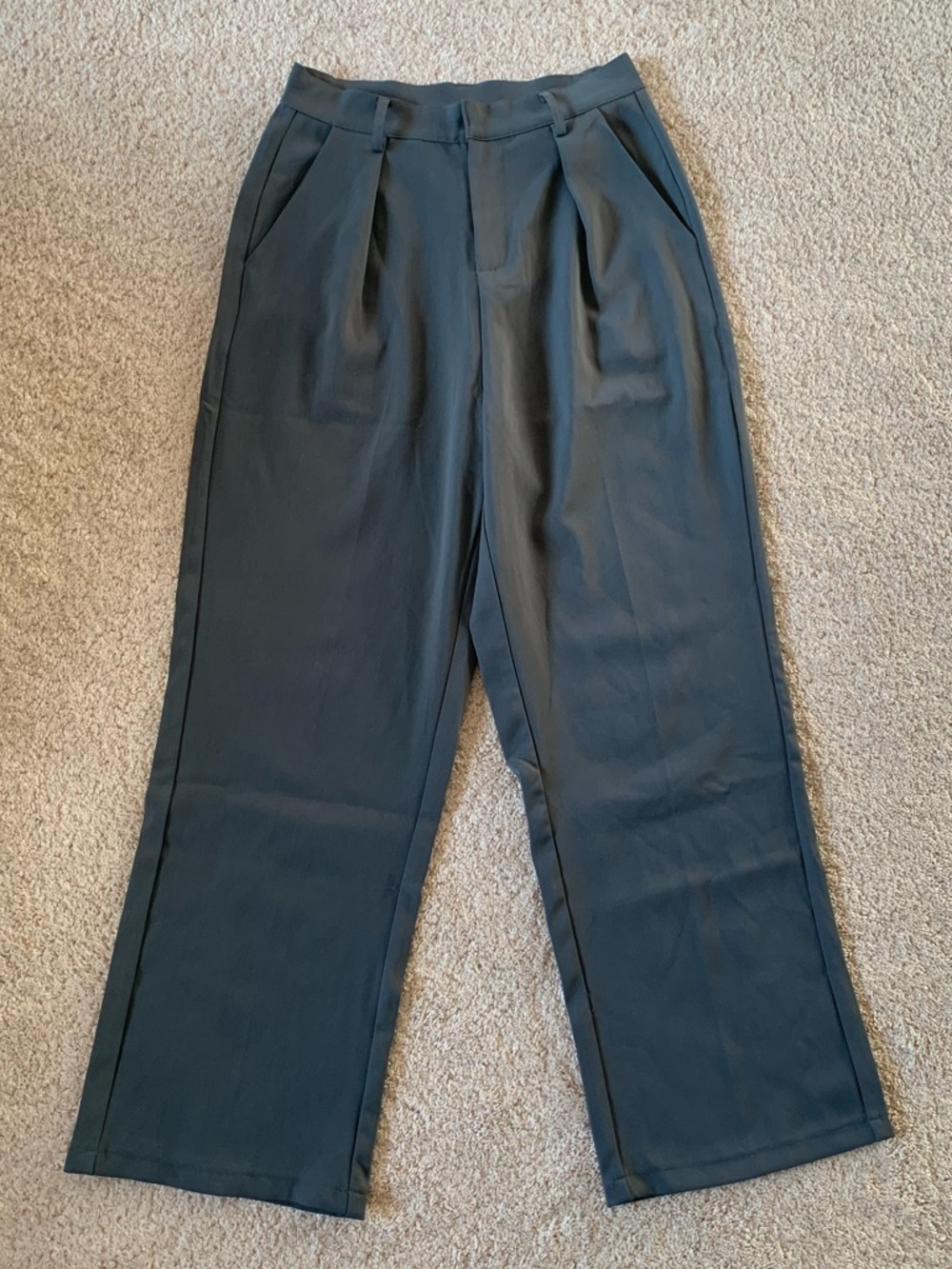 High-Waist Pleated Straight-Leg Trousers